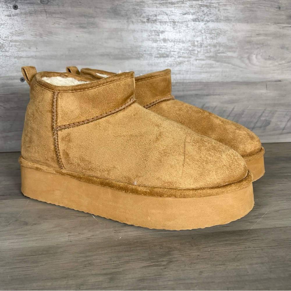 Madden Girl Womens 9.5 Chestnut GBondi Faux Fur Lined Cozy Platform Booties